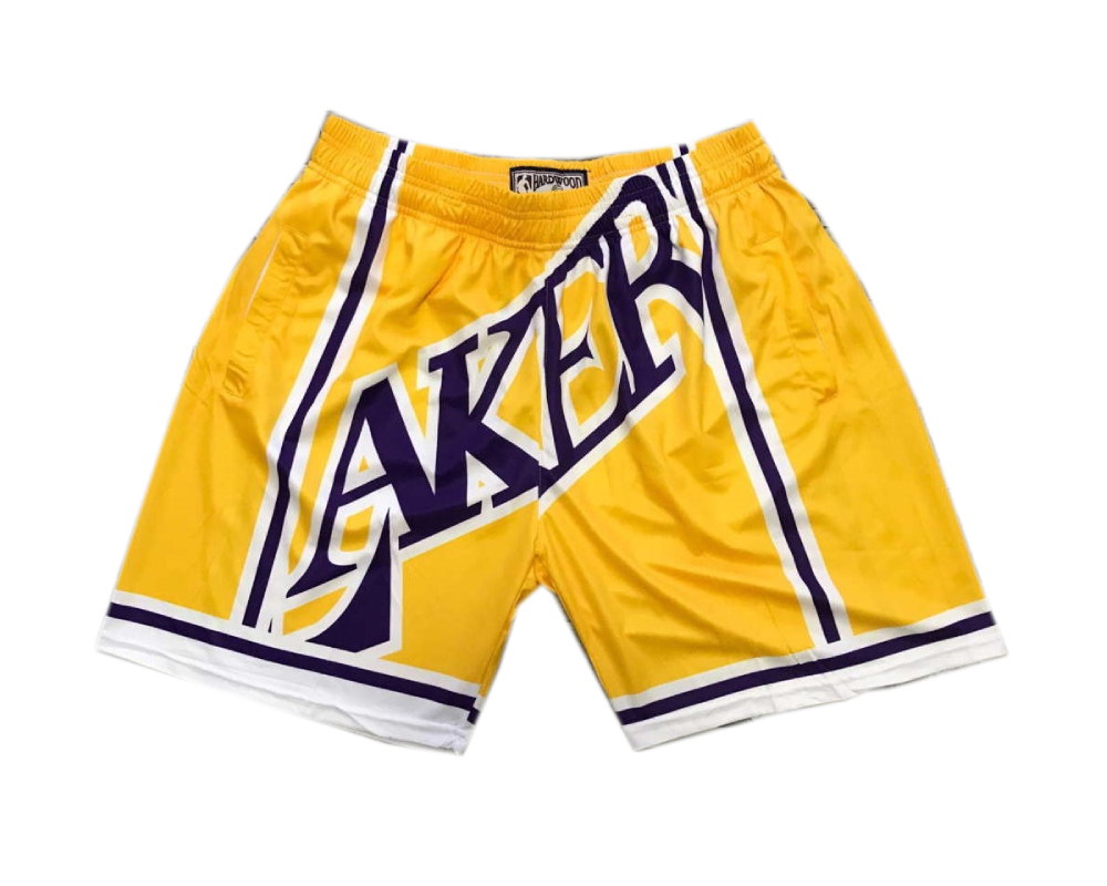 Los Angeles Lakers Big Face M&N Basketball Yellow Hardwood Rare Basketball Jerseys