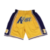 Kobe Bryant 8/24 Yellow "KOBE" Los Angeles Lakers Shorts