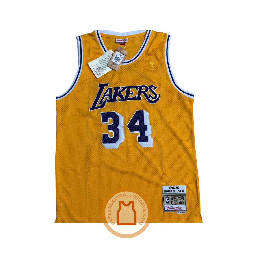 1996/97 Lakers ONEAL #34 Yellow Retro NBA Jerseys 热压