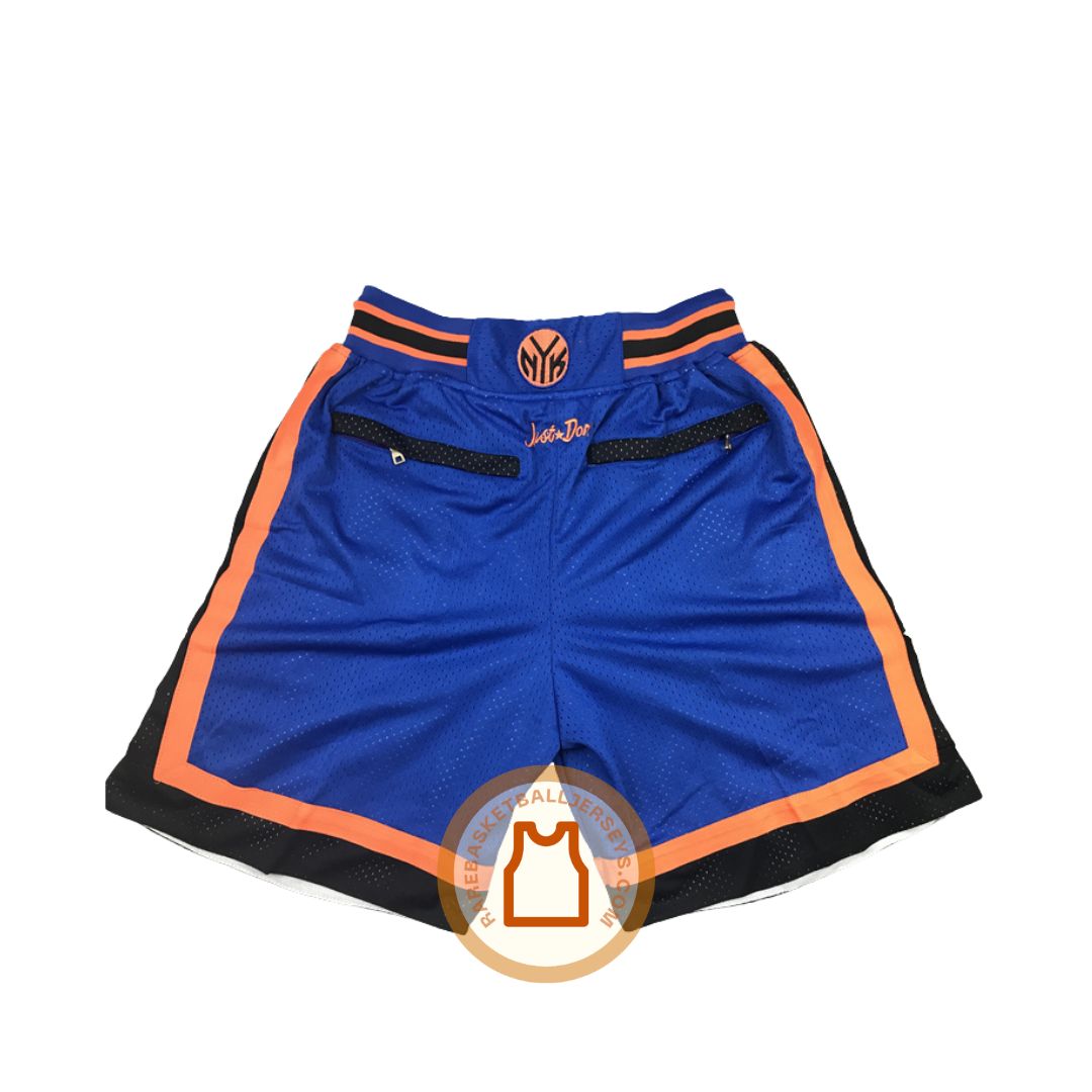 Mitchell and Ness Men's New York Knicks NBA 1996-97 Away Basketball Shorts in Blue/Black/Royal Blue Size XL | 100% Polyester