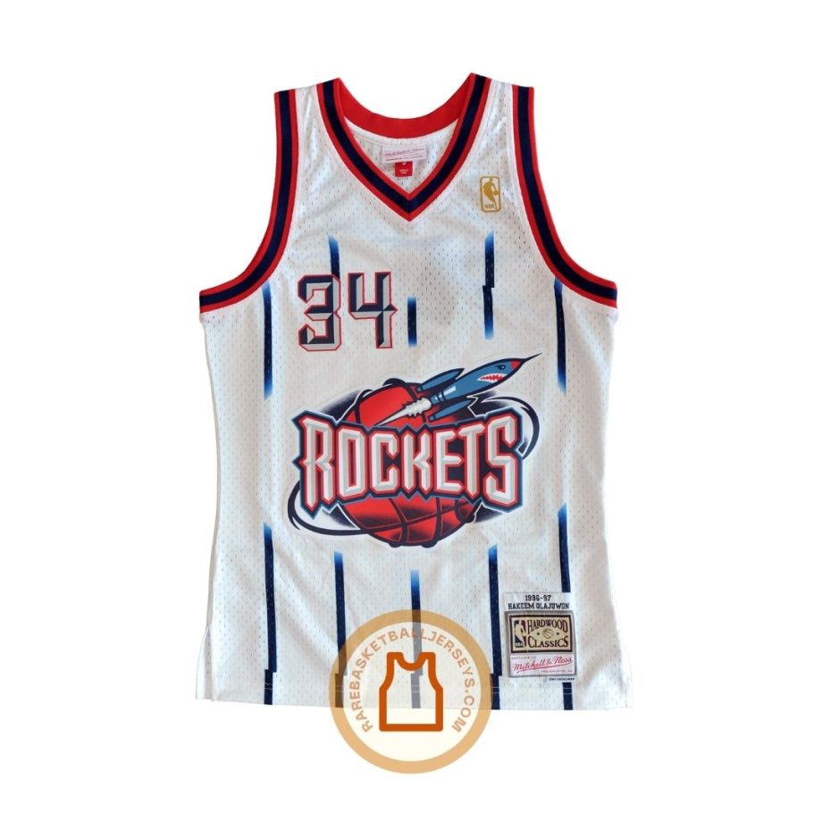 prod Hakeem Olajuwon Houston Rockets 1996-1997 White Authentic Jersey